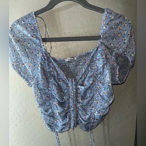 Blue Floral Crop Top